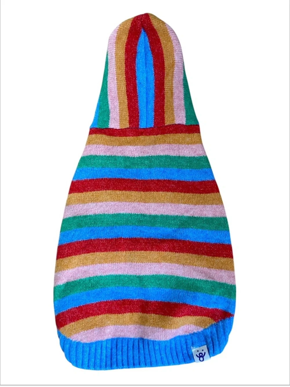 Oodles of Paws Rainbow Striped Hooded Fall Dog Sweater, Medium - Multicolor